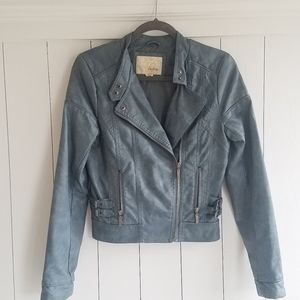 Buckle Faux Leather Moto Jacket
